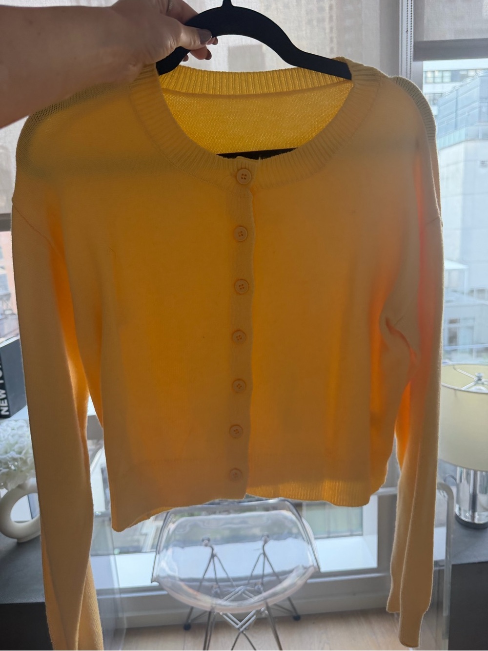 REVOLVE Yellow Button-Front Cropped Cardigan